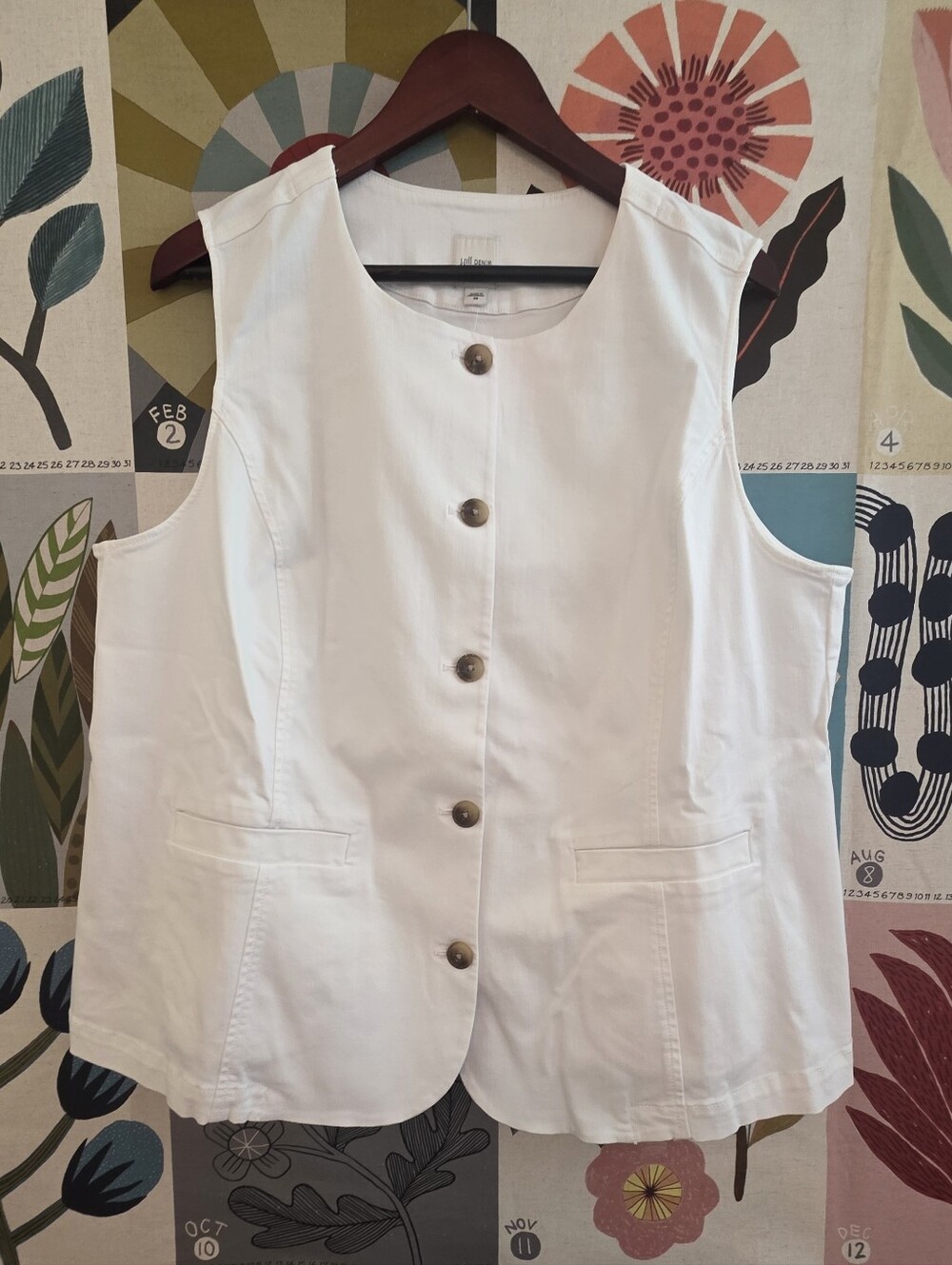 J. Jill White Denim Button-Front Vest